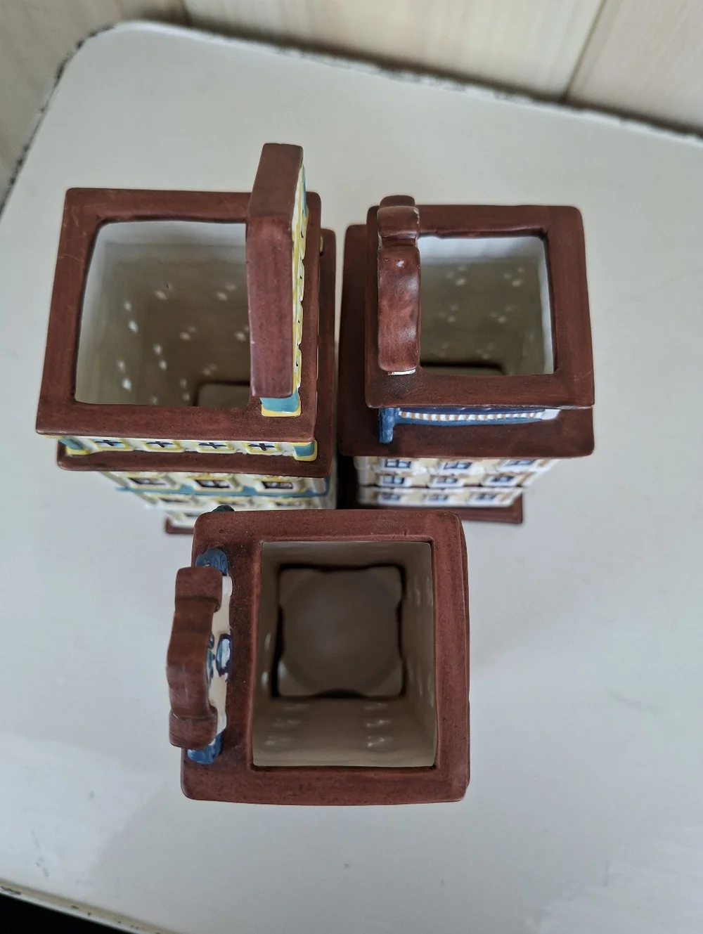 Lot Of 3 Partylite Cafe Tealight Ceramic House Candle Holder Handpainted - Picture 7 of 12